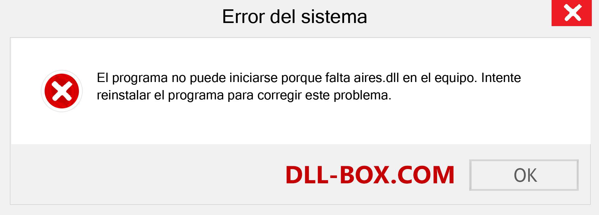 ¿Falta el archivo aires.dll ?. Descargar para Windows 7, 8, 10 - Corregir aires dll Missing Error en Windows, fotos, imágenes